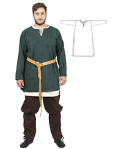 AWE Green Wool Over Tunic- Medieval Viking Woolen Tunic